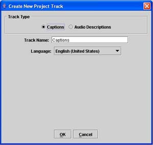 Create a New Project Track - function is described in accompanying text.